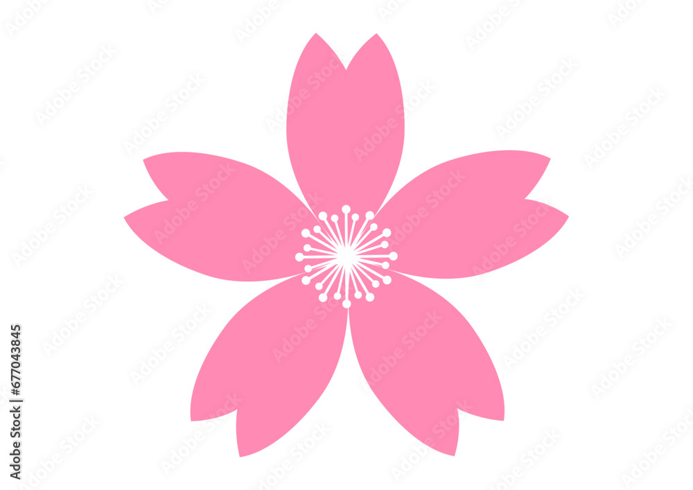 Fototapeta premium 桜の花びらのアイコン素材 スタンダードなピンク色の桜の花のイラスト