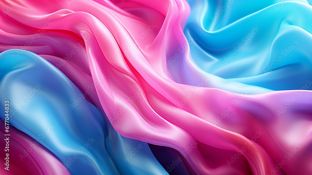 Vivid Magenta and Azure Silk Waves Flowing in Artistic Abstract Elegance