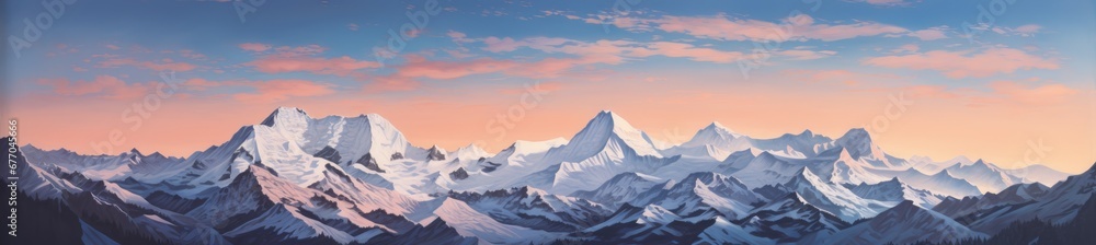 Fototapeta premium A Majestic Sunset Over the Enchanting Mountain Range
