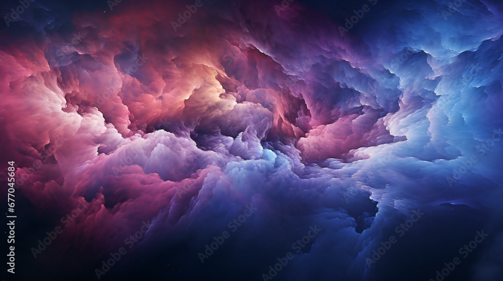 Majestic Cosmic Clouds: Interstellar Nebulae Dance in Crimson and Cobalt Hues