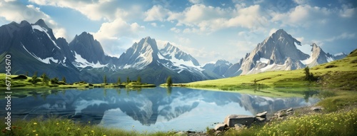 A Majestic Mountain Range Reflected in a Serene Alpine Lake