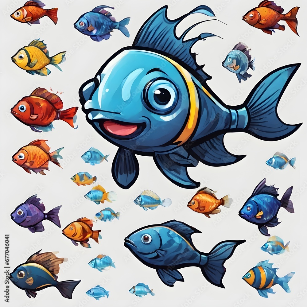 Fototapeta premium Fish Icon Background Very Cool