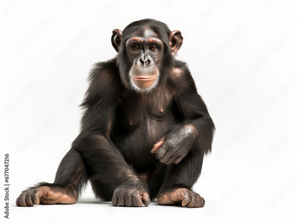 chimpanzee on a white background chimpanzee on a white background