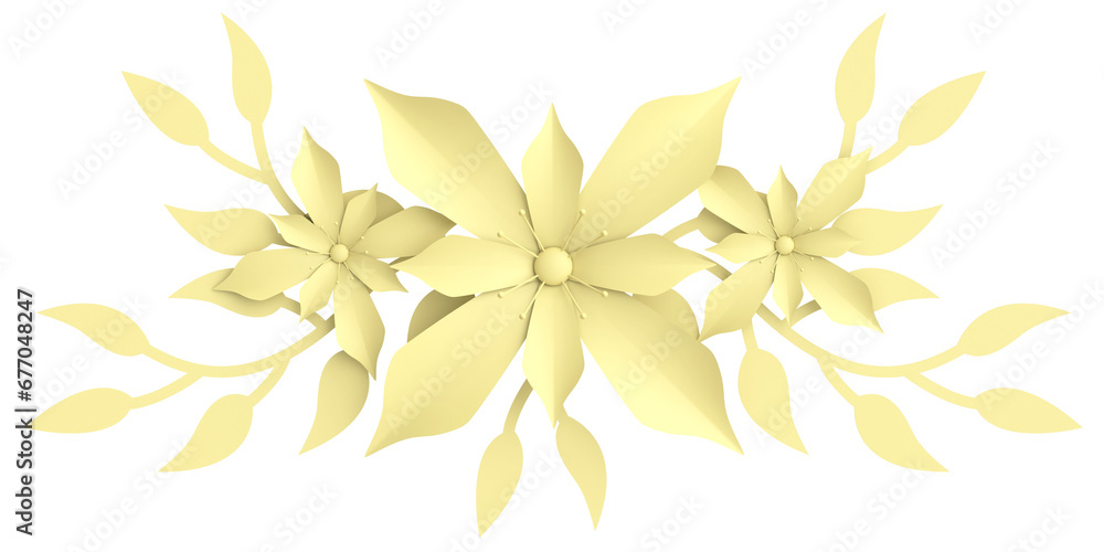 3D paper flower. Pastel flower. 3D illustration.