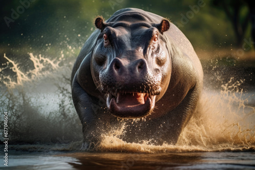 Aggressive male hippopotamus