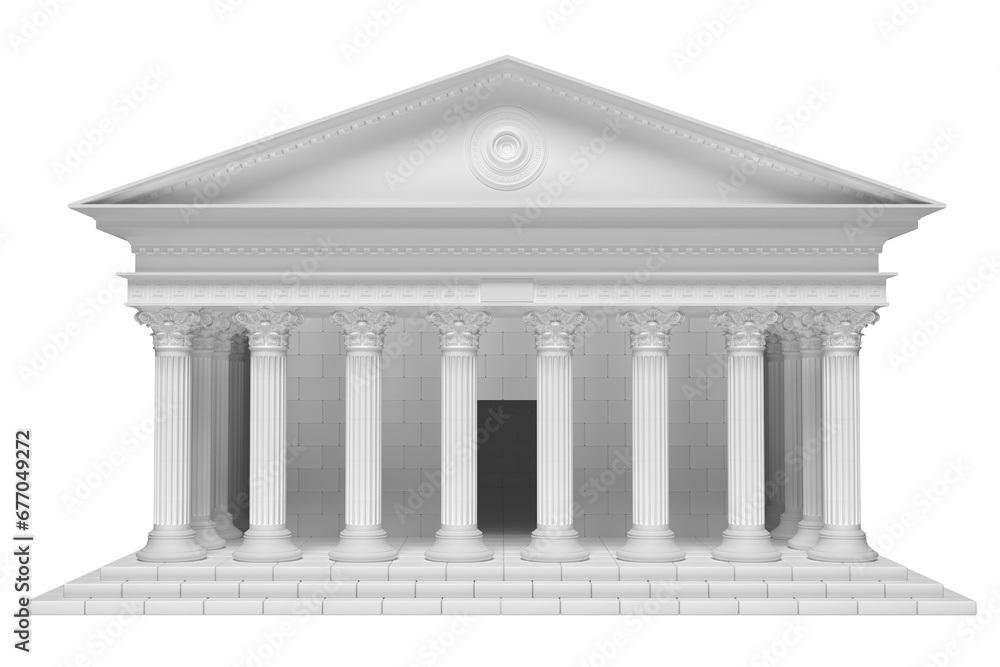 Ancient Greek temple with columns isolated on white background. 3d render