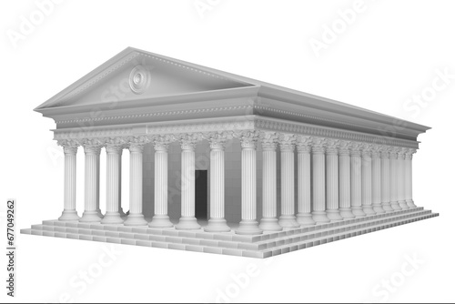 Ancient Greek temple with columns isolated on white background. 3d render