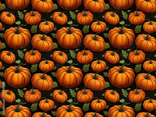 Seamless pattern of pumpkins