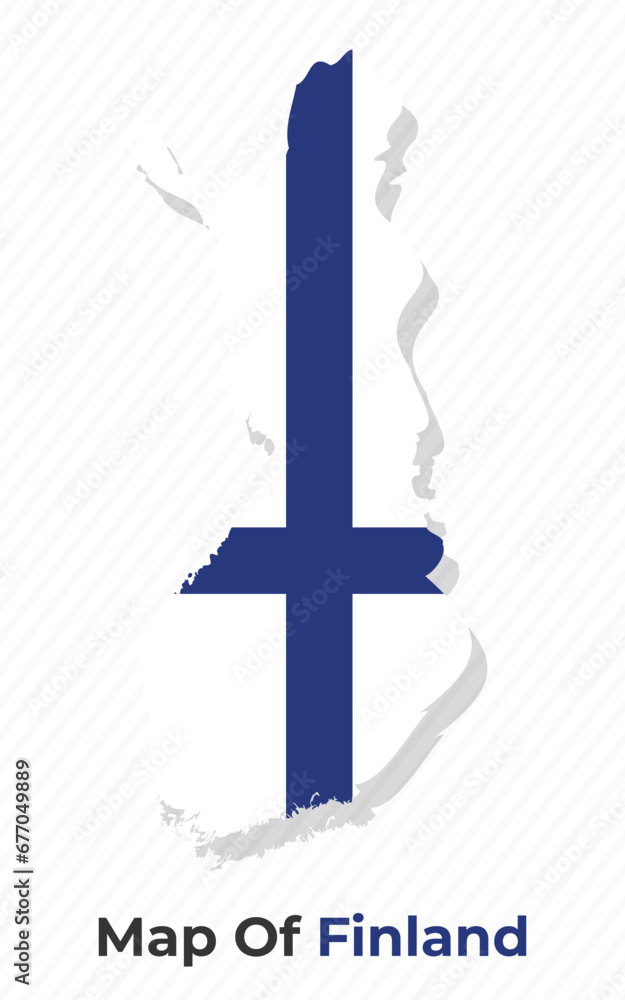 Vector map of Finland with national flag