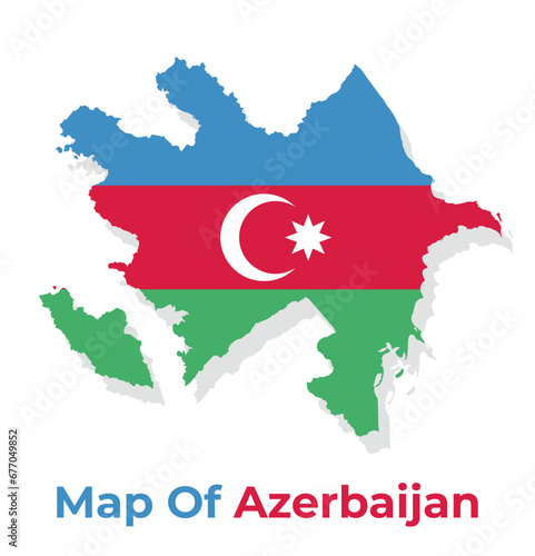 Vector map of Azerbaijan with national flag