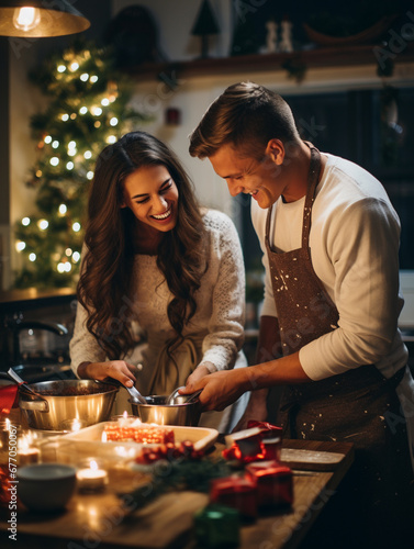 A Photo Of A Young Couple Giving Each Other Cooking Lessons As A Holiday Gift