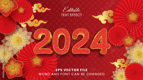 2024 chinese new year 3d editable text effect. 2024 chinese pattern text style