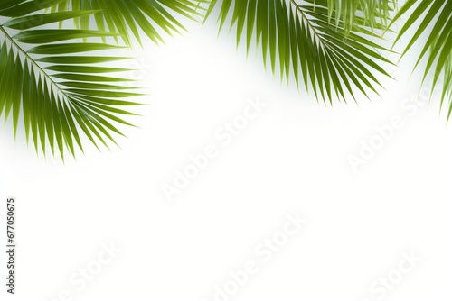 green palm tree leaves isolated on white background  Generative AI