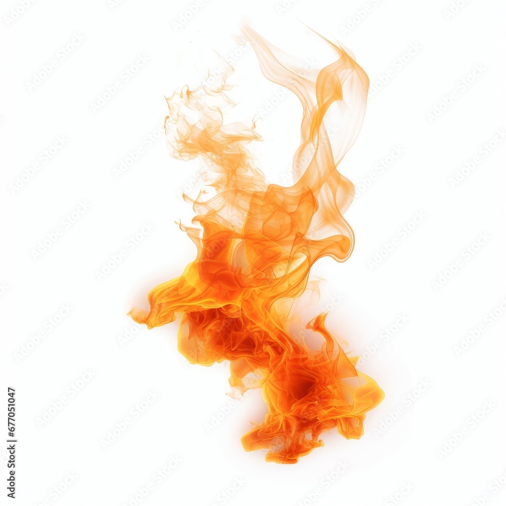 Fire flame smoke isolated on white, Generative AI