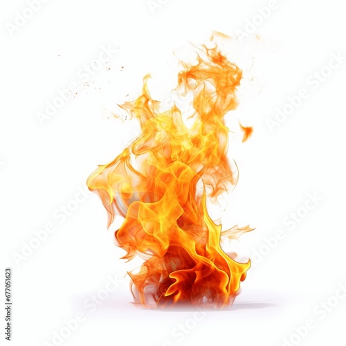 flames isolated on white background, Generative AI