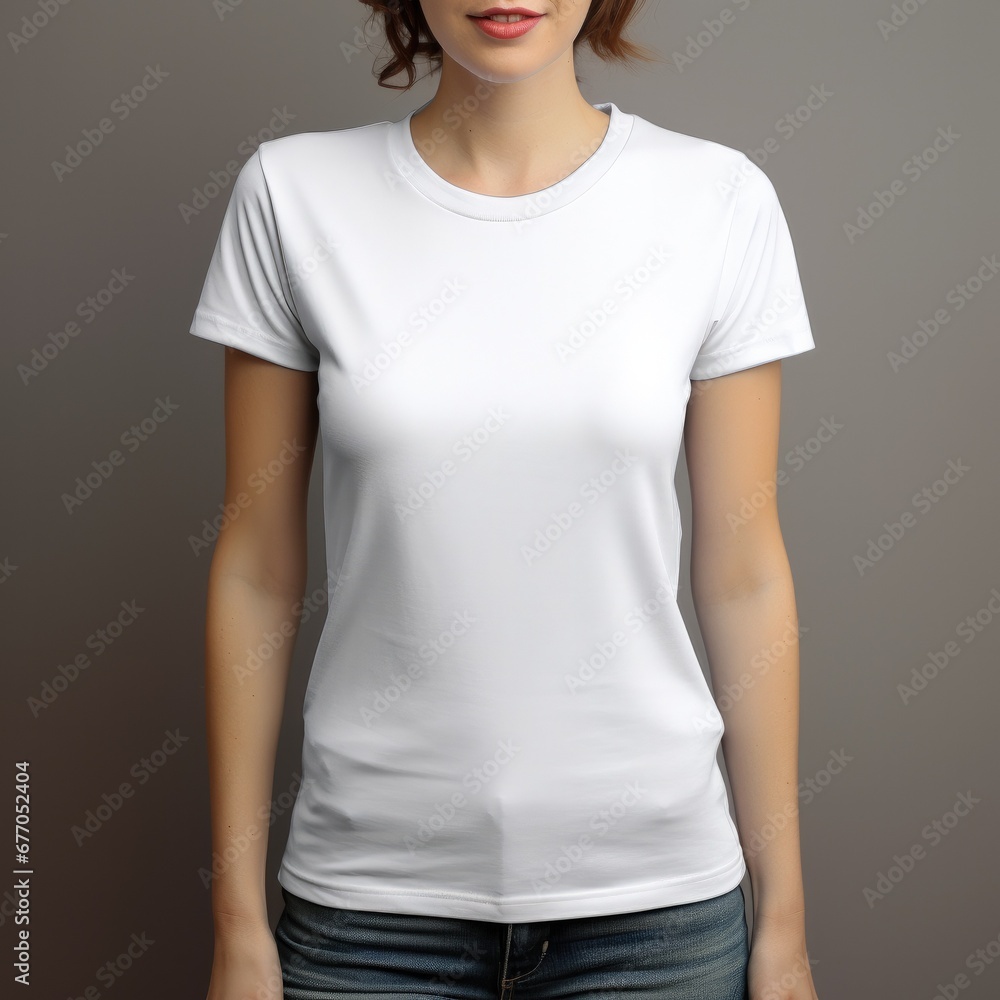 Blank White T-Shirts Mock-up hanging on white wall Blank White T-Shirts Mock-up hanging on white wall