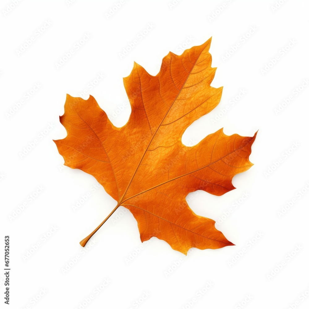 autumn orange falling dry leaf isolated on white background png, Generative AI