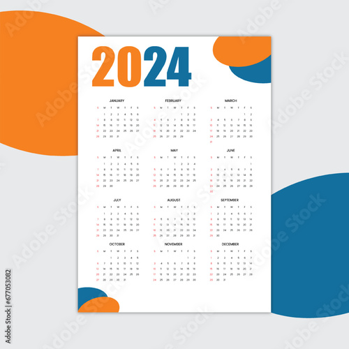 vector 2024 new year calendar layout schedule time and task design