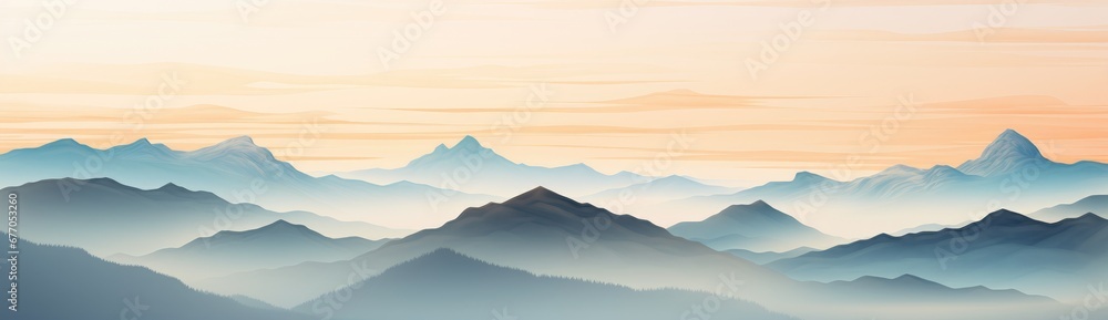 A Majestic Landscape: Awe-Inspiring Mountain Range Painting in the Distance