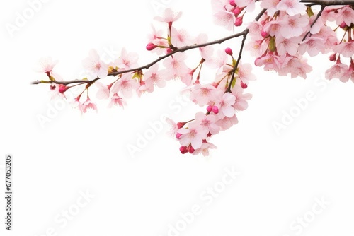 Botany natural pink cherry blossom with white background, Generative AI © The Picture House