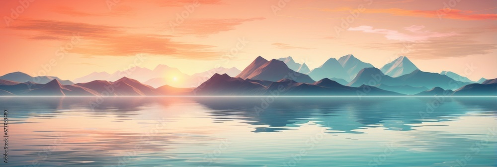 A Majestic Sunset Over the Serene Mountain Peaks