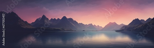 Serenity Over the Majestic Peaks: A Breathtaking Landscape Painting Capturing Nature's Tranquility