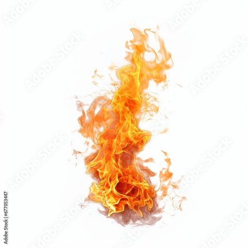 Burning fire flame isolated on white background, Generative AI