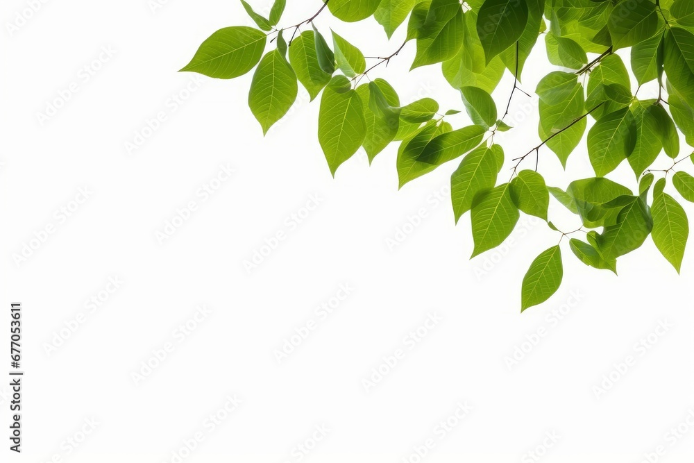 Natural green leaves frame PNG Form, Generative AI