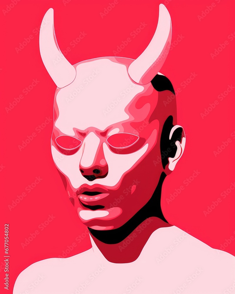 Obraz premium The Eccentric Musician With Horned Head and Hipster Glasses