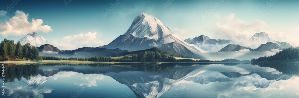 A Majestic Mountain Rising Above a Serene Lake