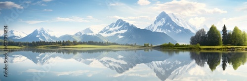 Majestic Peaks and Serene Waters: A Breathtaking Landscape Captured on Canvas