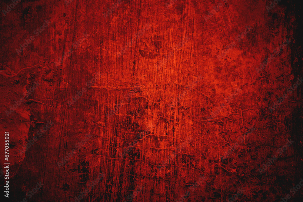 Red grunge wall texture. Red and black horror background.