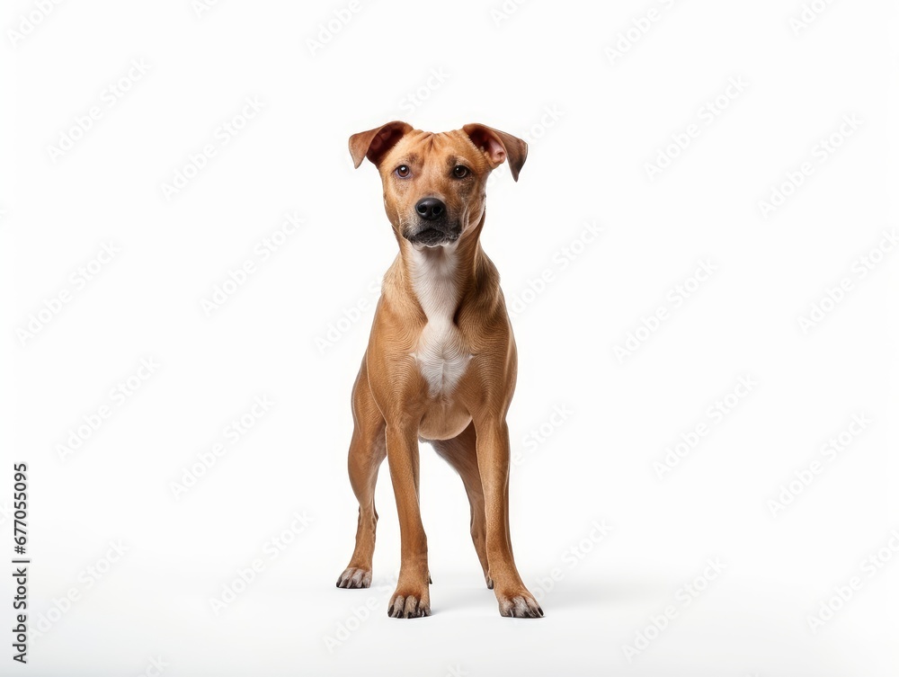a dog standing on a white background