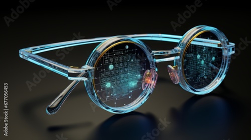 science glasses for data alchemist, copy space, 16:9