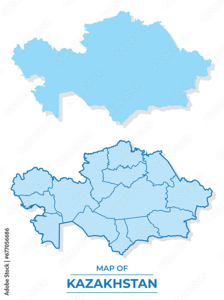 Vector Kazakhstan map set simple flat and outline style illustration Vector Kazakhstan map set simple flat and outline style illustration
