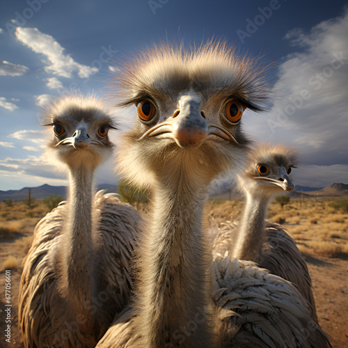 ostrich in the savannah, Male ostriches