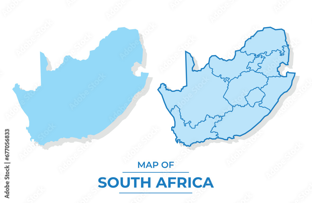 Vector South Africa map set simple flat and outline style illustration