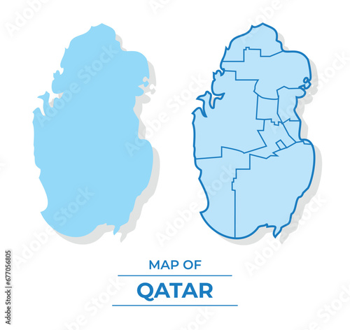 Vector Qatar map set simple flat and outline style illustration
