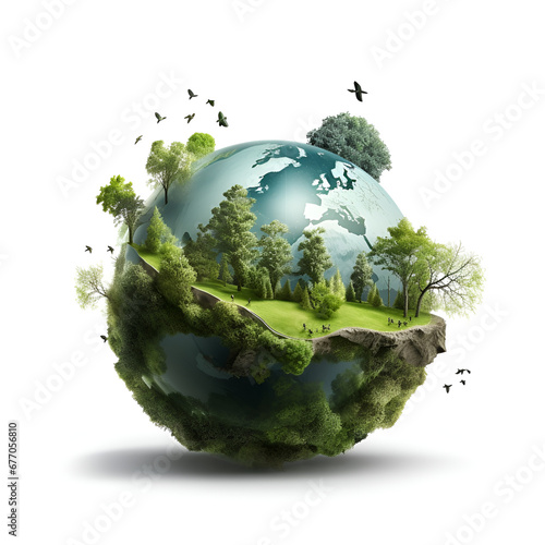 Earth day concept on white background, World environment day