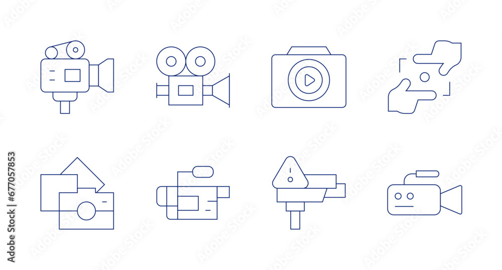 Camera icons. Editable stroke. Containing camera, security camera, focus, video camera, film, photography.