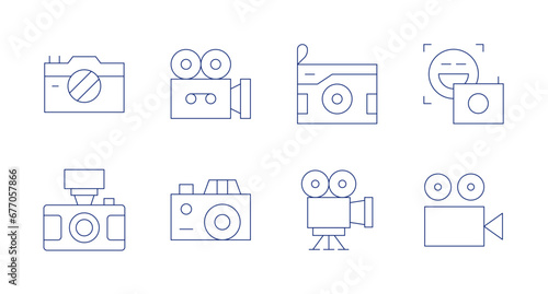 Camera icons. Editable stroke. Containing digital camera, front camera, video camera, camera.