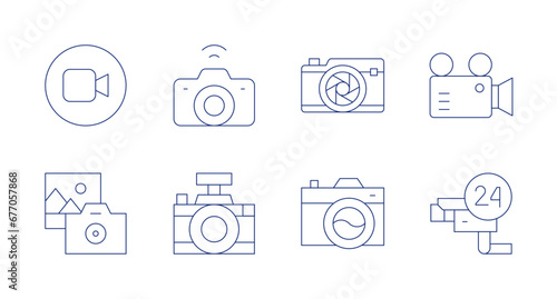 Camera icons. Editable stroke. Containing digital camera, video camera, cctv, videocamera, photography.