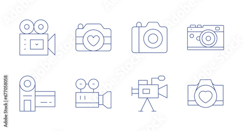 Camera icons. Editable stroke. Containing photo camera, camera, video camera, videocamera, camcorder.