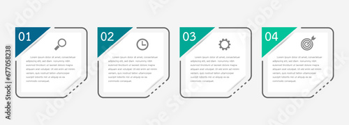 Business infographic with 4 paper notes design vector. 