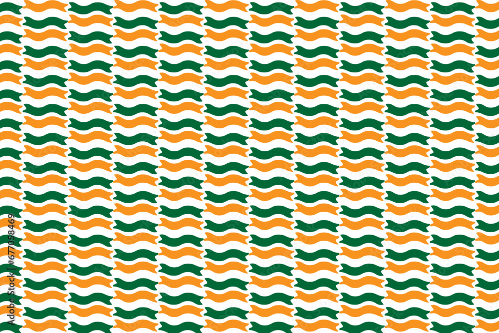 Seamless Vector Pattern of saffron, white and dark green shade. Tricolor of Indian National Flag. Ideal for Indian Independence card design, cloth, tiles, background design, webpage Seamless Vector Pattern of saffron, white and dark green shade. Tricolor of Indian National Flag. Ideal for Indian Independence card design, cloth, tiles, background design, webpage