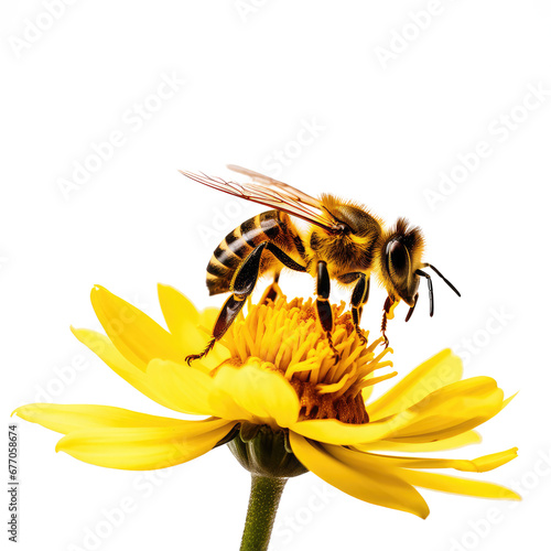 bee on flower isolated on white
