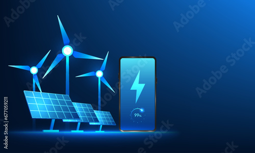 Renewable energy technology Wind turbines and solar cells that charge batteries for smartphones. It communicates the use of renewable energy to reach people in the city.