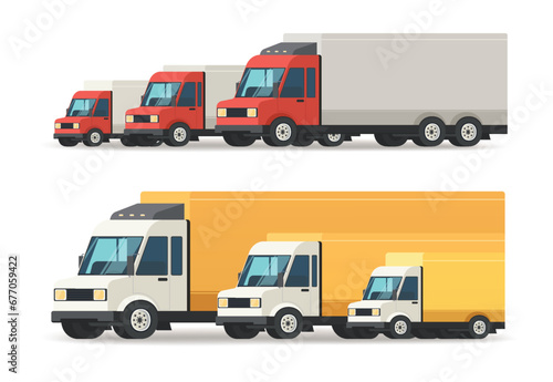 Truck for delivering goods. Logistics vehicle for transporting goods.
