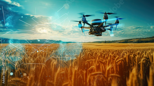 Concept for growing crops using AI. Farming system uses artificial intelligence to optimize work