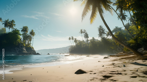 picture of a sandy beach with palms